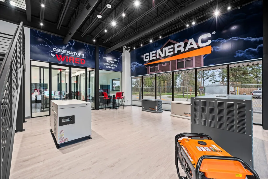 Showroom floor with Generac standby units
