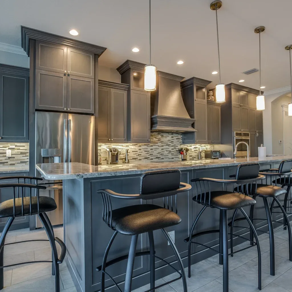 Kitchen lighting with pendants and cans