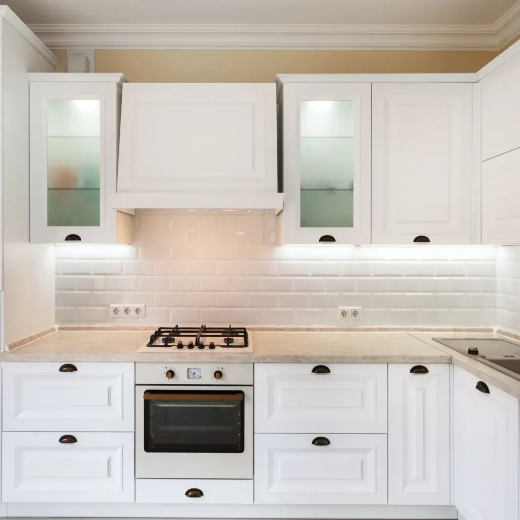 Under-cabinet and recessed lighting in a kitchen