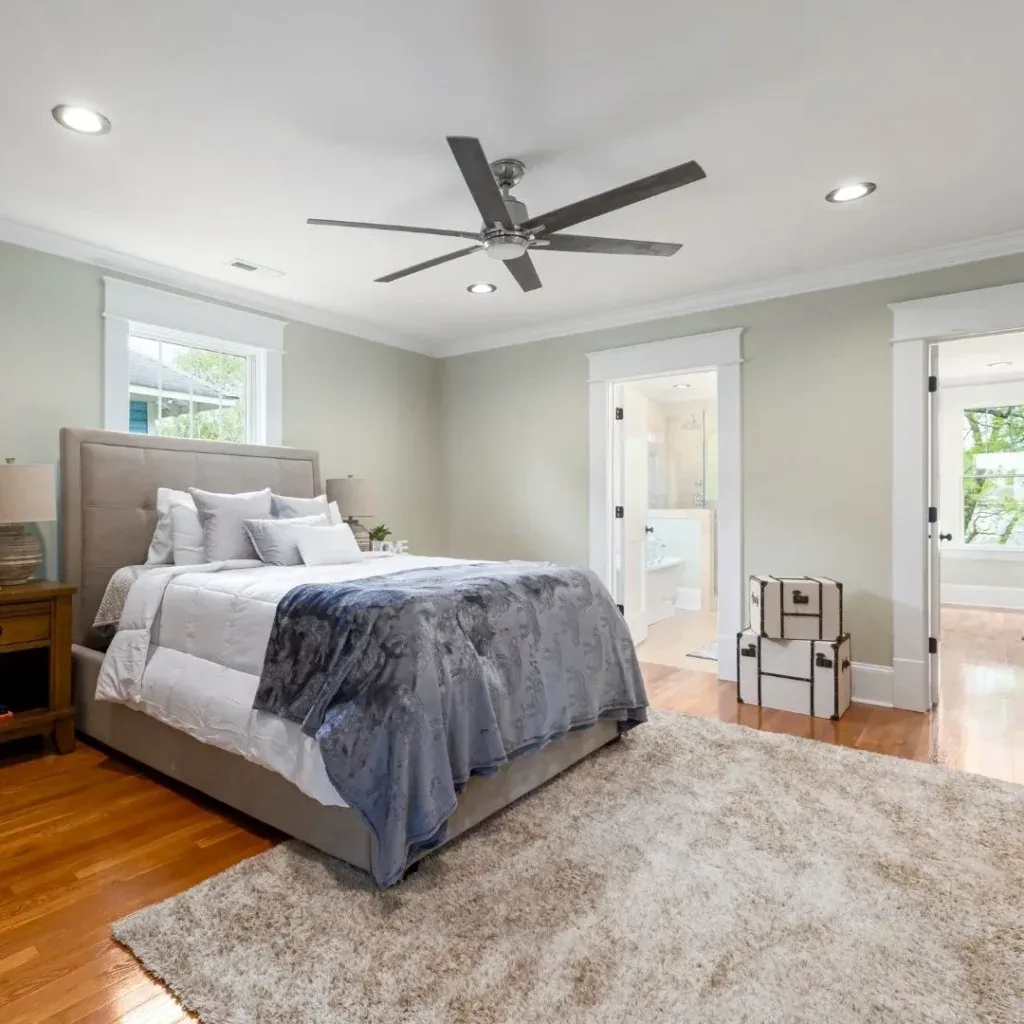 Ceiling fan in a bedroom