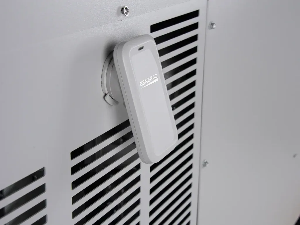 The Mobile Link cellular module clipped inside a Generac