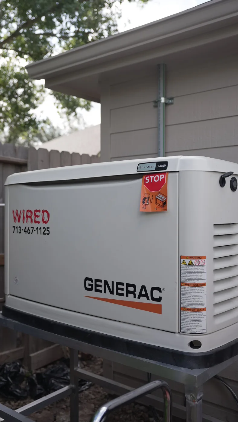 Generac generator installed beside a Houston home