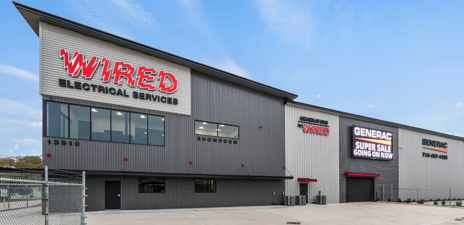 Wired Electrical & Generators building with showroom and Generac generator bay