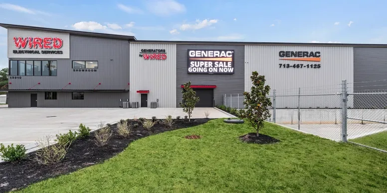 Wired Electrical & Generators building with showroom and Generac signs