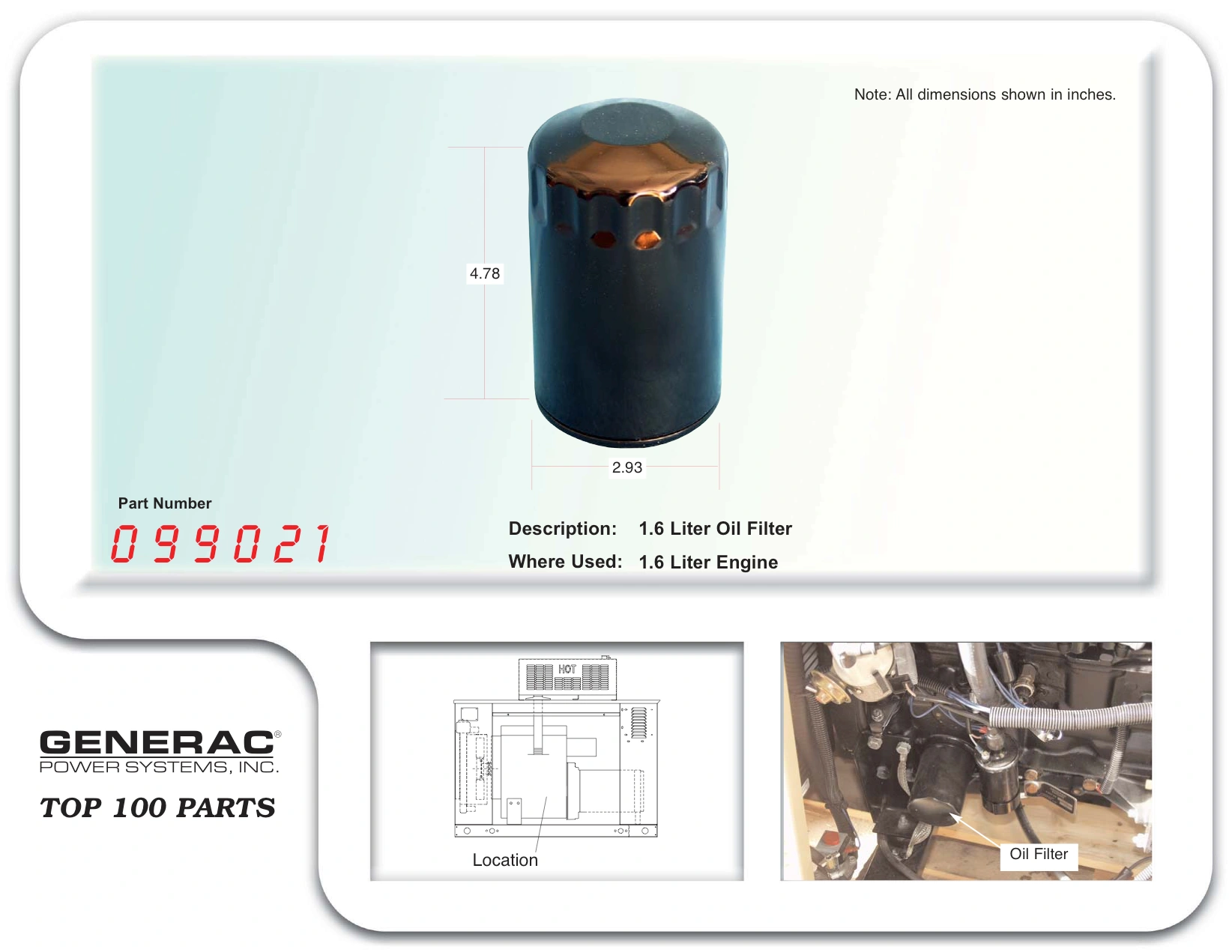 OIL FILTER 1.6L GEN-099021