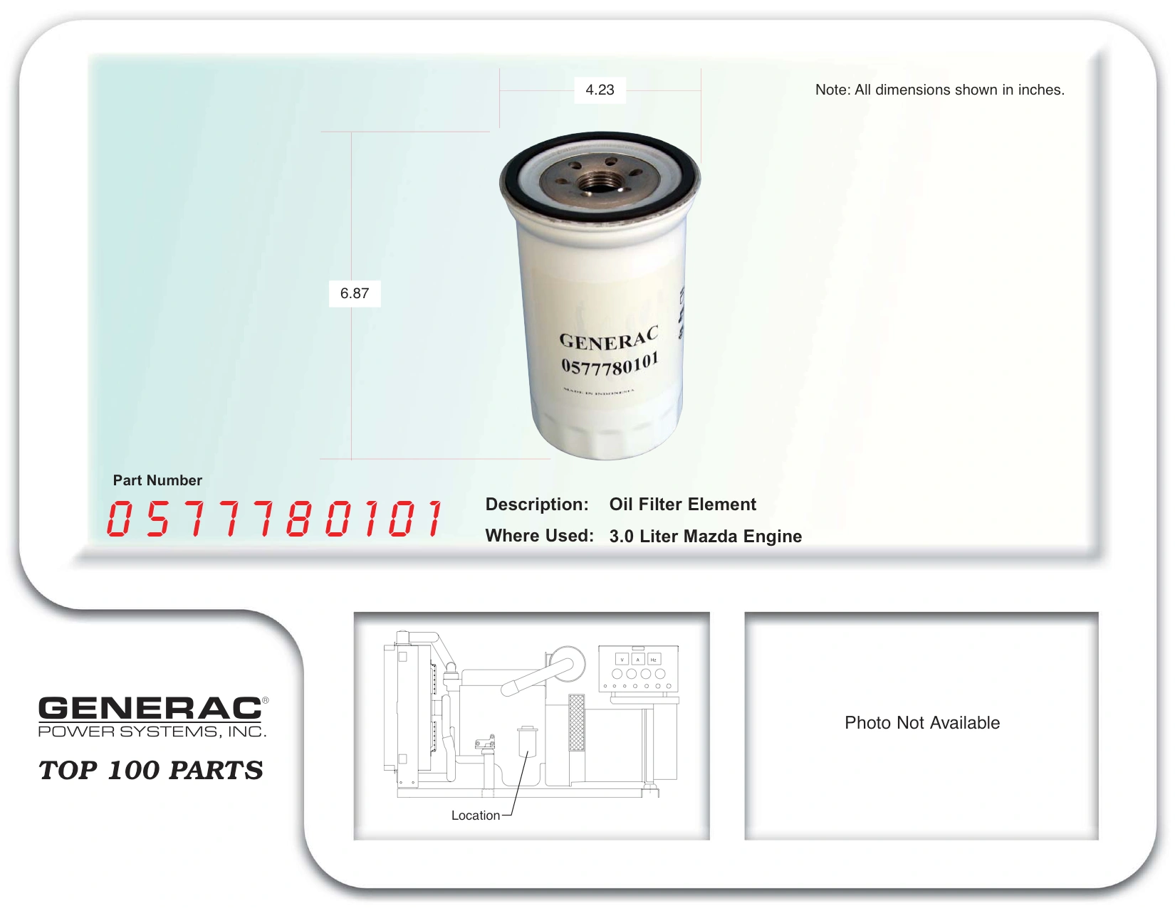 OIL FILTER ELEMENT GEN-0577780101