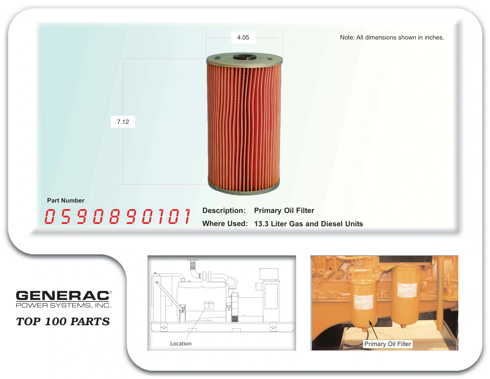 PRIME OIL FILTER GEN-0590890101